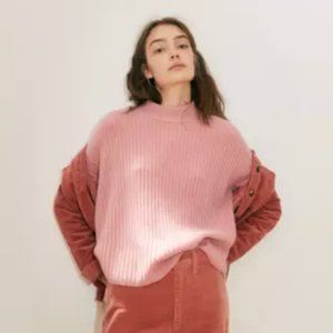 MADEWELL (Re)sourced Cashmere Ribbed Mockneck Pullover Sweater Pink sz xs